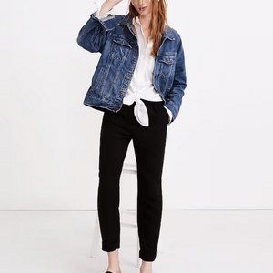 NWOT Madewell Cuffed Trousers Black Relaxed Women's Size M Elastic Waist Pant